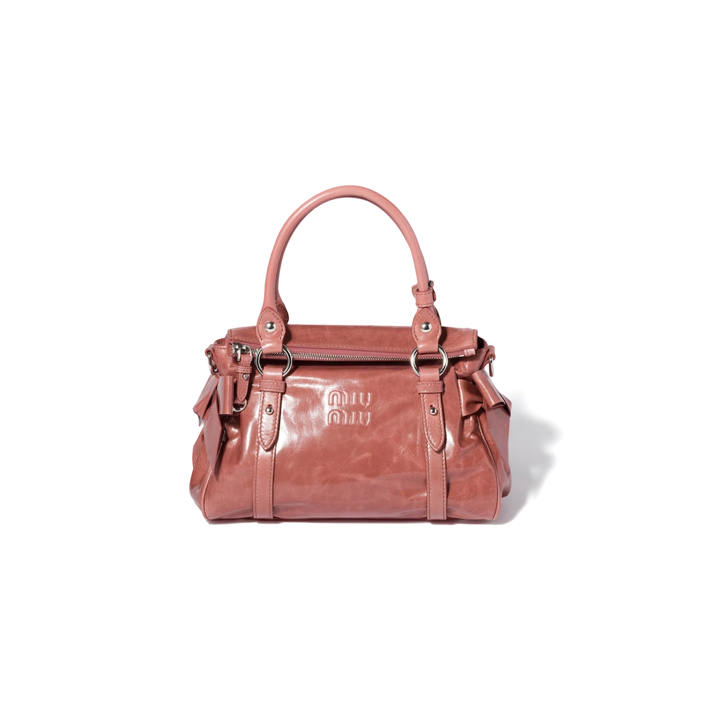 MIU MIU SHINY LEATHER TOP-HANDLE BAG 5BA327 (27*16*13cm)